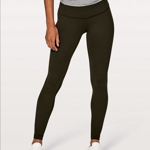 Lululemon Wunder under hi rise tights dark olive
